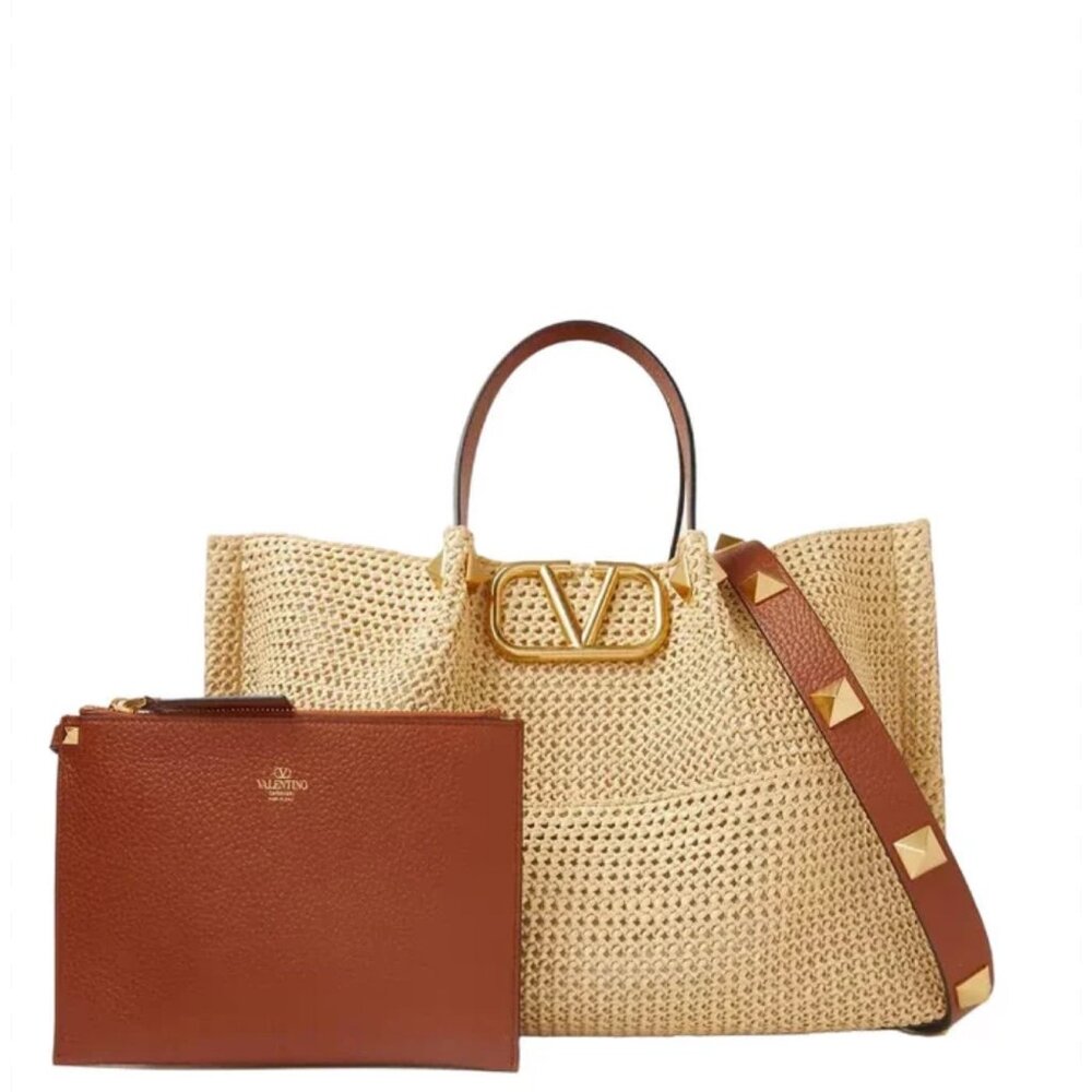 VALENTINO GARAVANI STRAW ROCKSTUD BAG NEW